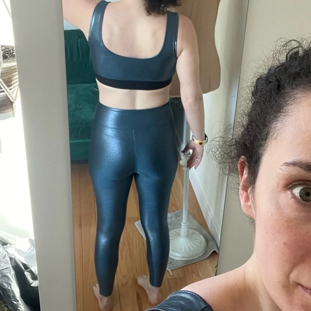 Heroine Sport Marvel Shiny Blue 2 Piece High Rise Leggings Sports Bra Set EUC M - Picture 4 of 9